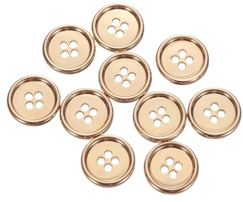QUARKZMAN 10 piezas de botones de costura de metal, 18 mm 4 agujeros redondos para camisas, abrigos, ropa, botones de costura para decoración artesanal, color dorado