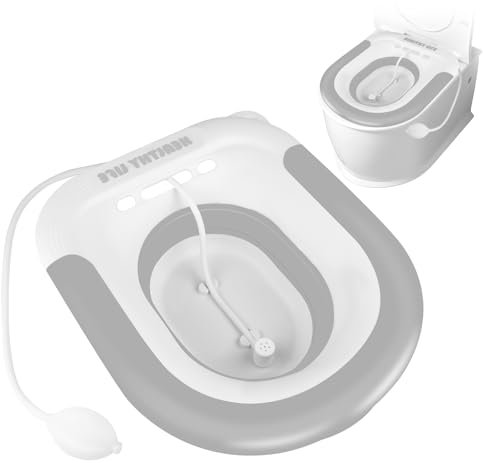 TNOMSNO Sitzbad für Toilette, Bidet Einsatz für Toilette mit Spülung, Faltbares Sitzbadewanne Erwachsene, Sitzbadewanne für Hämorrhoidenbehandlung, Wochenbettpflege, Schwangere und ältere Menschen