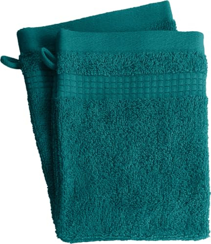 Lot de 2 Gants de Toilette - 100% Coton - 450 GR/m2 - Bleu Canard