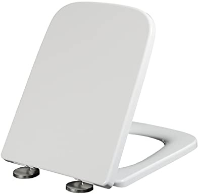 Sedile WC di ricambio con chiusura ammortizzata, in materiale UF, a sgancio rapido, universale, 34 x 43,5 cm, comodi e resistenti per una facile pulizia