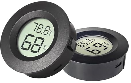 Reptile Thermometer Hygrometer, 2-Pack Black Digital Tank Gauge