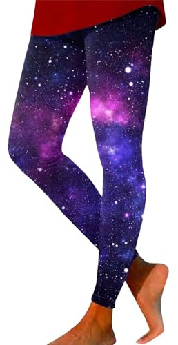 Leggins Mujer - Leggings Galaxy mujer cintura alta disfraz de galaxia leggings estampados de colores para mujer pantalones de yoga pantalones de yoga elásticos pantalones para mujer disfraz de planeta