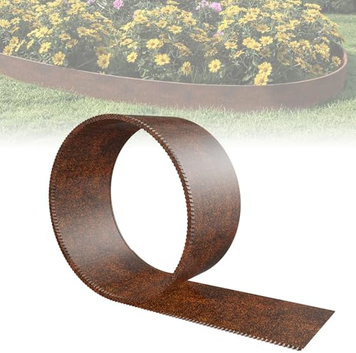 ACXIN Bordure de pelouse en métal - 15 cm de haut - Surface galvanisée - Bordure polyvalente pour paillis d'écorce, comme bord de tonte ou anneau d'arbre, robuste, flexible et rapide à installer