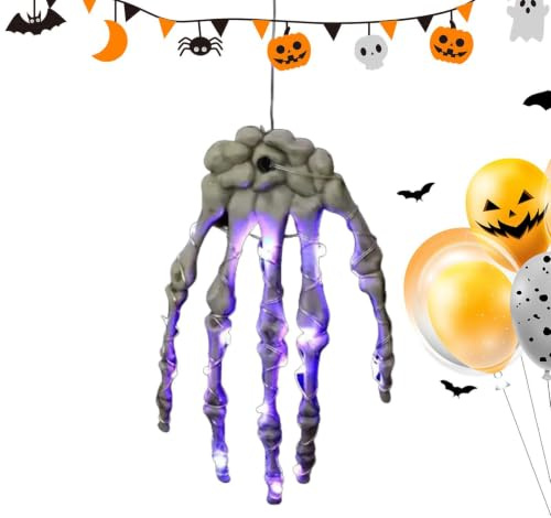 Skeletthänder Dekorationsfigur LED Glödande Mänsklig Klo Ornament | Halloween-Skelettdekorationer för Utomhus och Trädgård och Sovrum Vägg och Gräsmatta Kyrkogård och