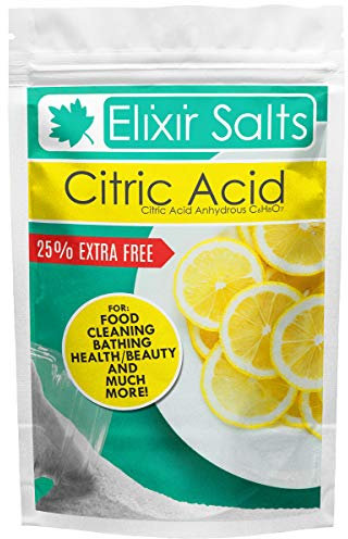Elixir Salts - Citric Acid | 2kg + 500g Free | For Use With Bath Bombs, Cleaning, descaling, preservative, Cooking, Nutrient, Elderflower | Comes in Re-sealable Pouch | Sizes up to 5kg Available