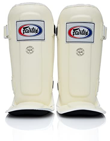 Fairtex SP3 Muay Thai Schienbeinschützer für Herren, Damen, Kinder | MMA-Training| Hochwertig, Leicht & Langlebig | Vermeiden Sie Schienbeinschienen während des Trainings(Medium-Weiß)