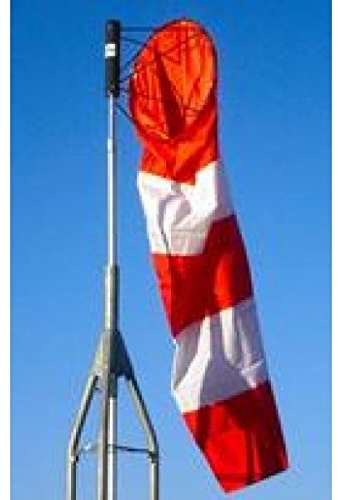 Safety Flag Nylon Airport Windsock, Striped, Orange and White, 18 inches x 72 inches
