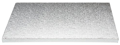 Piatto SottoTorta Rigido Vassoio Rettangolare 40x60cm - Cake Board Argentato - Altezza 1,2cm- Ideale Come Decoro per trasportare e Portare Torte, Cake Design, sculture in Pasta di Zucchero