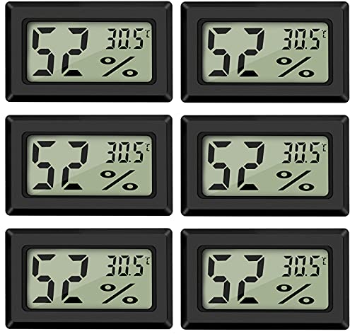 Thlevel Mini Hydrometer Humidity Meter Small Digital Room Thermometer Temperature Monitor for Greenhouse Home Office 6 Pack