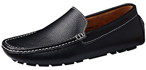 Jamron män konstläder snygg mockasin loafers penny loafers, svart, 45.5 EU