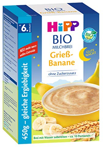 Hipp Gute-Nacht-Brei Grieß Banane 450g, 3er Pack (3 x 450g)
