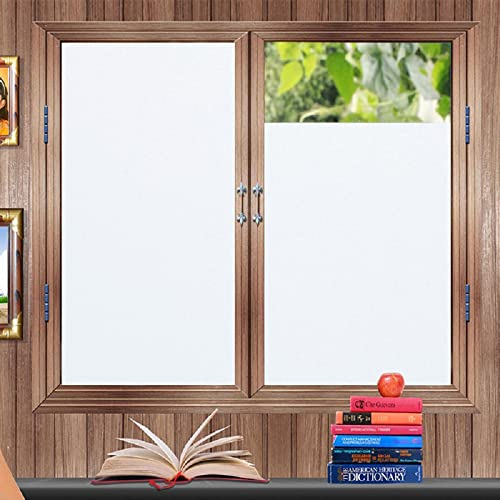 Zindoo Fensterfolie Weiß Milchglasfolie 60 * 200 cm Ohne Kleber Gute Privatsphäre Schutz für Badezimmer, Duschkabine Sowie, Umkleide und Konferenzräume