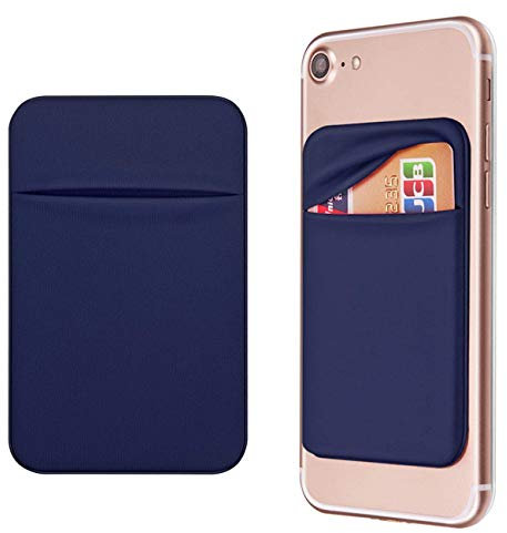 OBVIS Lot de 2 porte-cartes autocollants pour téléphone portable avec adhésif RFID, carte d'identité, carte de crédit, ATM, pour iPhone et Android, bleu, Étui portefeuille
