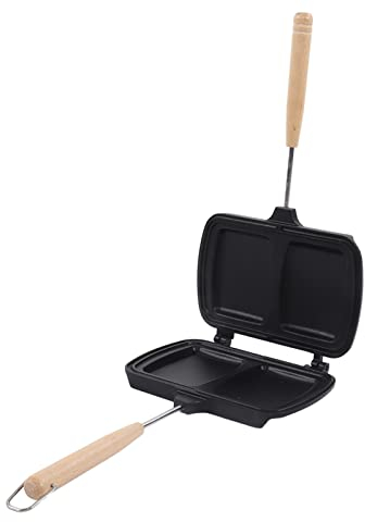 Sandwichera de Desayuno, Tostadora de Sándwich Antiadherente Panini Press Stove Top Bandeja para Hornear de Doble Cara con Mango Extraíble, 4 Compartimentos