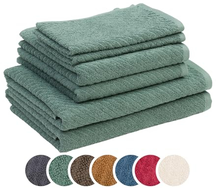 liebling Frottier Set Hoch-Tief Struktur, je 2 x Handtücher 50 x 100 cm, Duschtücher 70 x 140 cm, Gästetücher 30 x 50 cm, Ökotex, 60 Grad, saugstark, schnelltrocknend, Jade