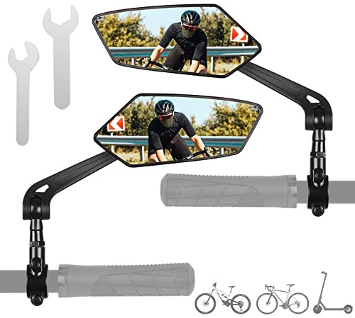 Lollanda HD 360° Verstellbarer E-Bike Spiegel Set für Lenkerende Links-Rechts, 2 Stück Rückspiegel Universal für Mountainbike