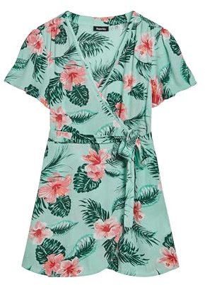Superdry Damen Kurzes Mini-Wickelkleid mit Print Luna Rosé Mint 40