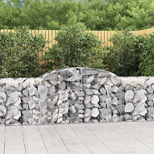 ShCuShan Gabion Basket Arched 300 x 50 x 80 / 100 cm Galvanised Iron, Gabion Wall Wire Mesh Stone Basket in Galvanised Iron Stone Basket Support Wall for Outdoor Spiral Planter