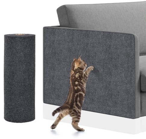 Adiwo Alfombrilla para rascar gatos, autoadhesiva, rascador de escalada, protectores de muebles antiarañazos, alfombrilla para rascar gatos para sofás, paredes (gris, 40 x 200 cm)