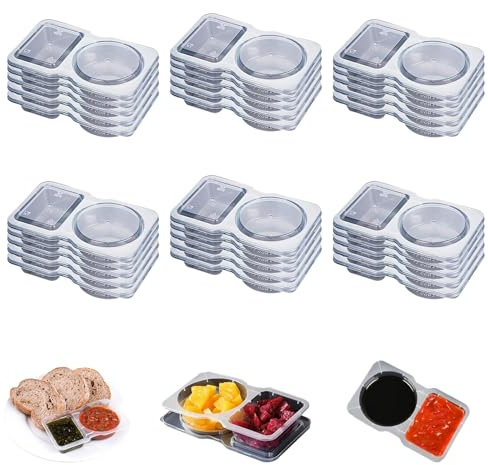 Gucr 30 cajas de aperitivos con compartimentos, recipientes para aperitivos, vasos para aperitivos, latas con tapa, a prueba de fugas, 130 ml, vasos para salsas, condimentos o alimentos húmedos