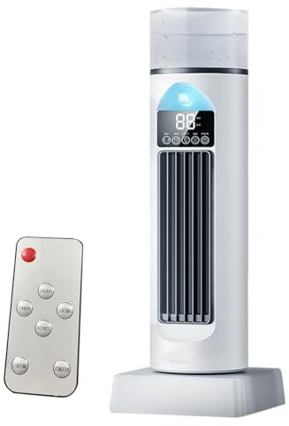 Ventilateur de climatisation, ventilateur tour à air frais, refroidisseur silencieux sans pales avec télécommande et réservoir d'eau, humidificateur à 6 vitesses pour chambre à coucher, bureau