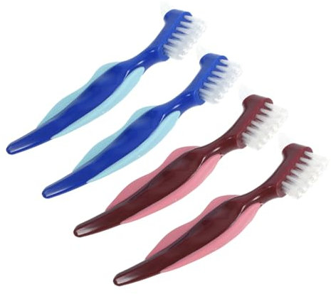Gatuida 4pièces Brosses Dentier Double Face Brosse Prothèse Dentaire Nettoyage Compact Pour Soins Dentaires