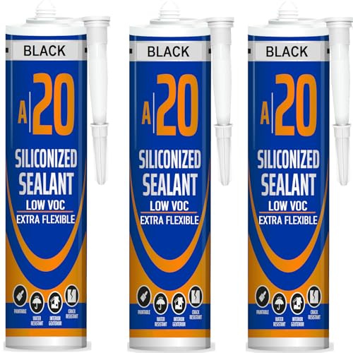 BONDIFY Sigillante Impermeabile per Finestre Nero, Interni ed Esterni Silicone Acrilico Verniciabile Nero 500g x 3 SENZA SOLVENTI Silicone Acrilico Sigillante per Crepe e Fessure, Bagno Cucina, Porta