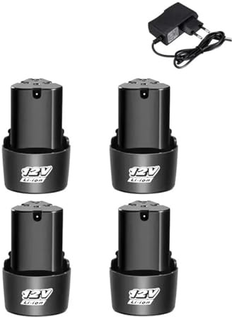 12V 3000mAh Rechargeable Lithium-ion Battery with Charger, Compatible with Electric Screwdrivers/Drills/mini Angle Grinders(4pcsCharger)