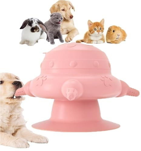Alimentador De Leche para Cachorros, Comedero De Leche para Cachorros, Cachorro De Silicona Estación De Enfermería, 4 Chupetos Idénticos, Ventosas De Base, para Gatitos, Cachorros, Conejos (Rosa)