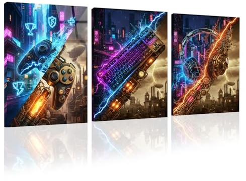 hocadon 3 Piezas Cuadros Gamer con Marco 30x40 Estilo Punk Cuadro Pared Juegos Decoracion Pared Dormitorio Cuadros Decoracion Dormitorios Murales de Salón