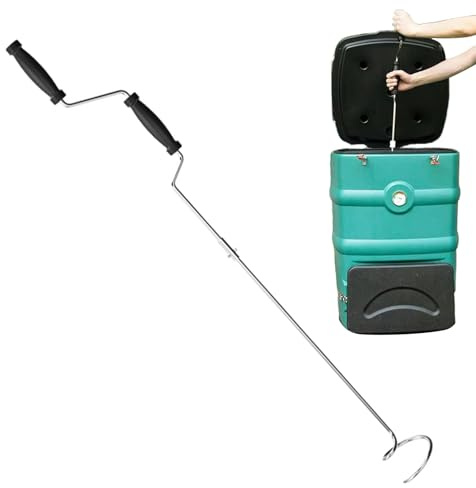 Herramienta aireadora de abono, volteador de abono Manual - Herramienta Manual para Mezclar de Acero Inoxidable - Aireador de césped para aflojar el Suelo, manivela giratoria para Compost, resis