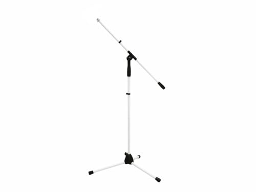 OMNITRONIC Mikrofonstativ MS-1W mit Galgen weiß | Mikrofon-Stativ weiß mit einstellbarem Galgen, 220 cm Maximalhöhe