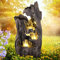 Gartenbrunnen Brunnen Zierbrunnen Zimmerbrunnen Springbrunnen Brunnen mit LED-Licht 230V Wasserfall Wasserspiel für Garten, Gartenteich, Terrasse, Balkon Sehr Dekorativ
