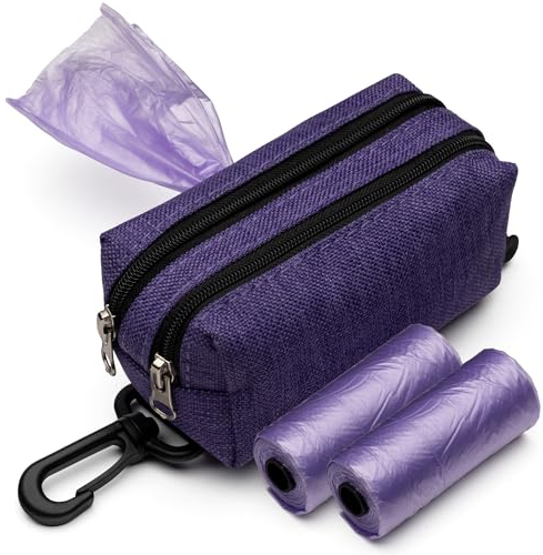 Hundekotbeutelhalter Kotbeutelspender - Stilvolle & stabile Kotbeutelhalter für Leinen, Taschen, Gürtel & Kinderwagen - Hundebeutelhalter mit extra Platz - Hundekotbeutelhalter für Leine (lila) …