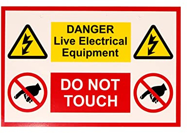 Varningsskyltar – Danger Live elektrisk utrustning IS10901RP – styv plast – förpackning med 1 – 150 x 225