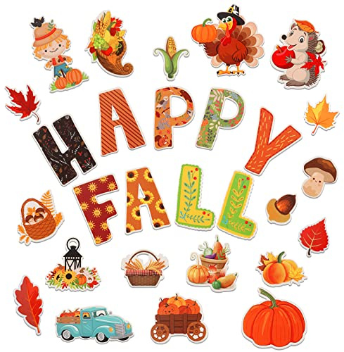 KINBOM 56st Autumn Cutouts, Höst Dekoration med 100st limpunkter Autumn Scrapbook för Klassrummet Skolfester Dekorationer
