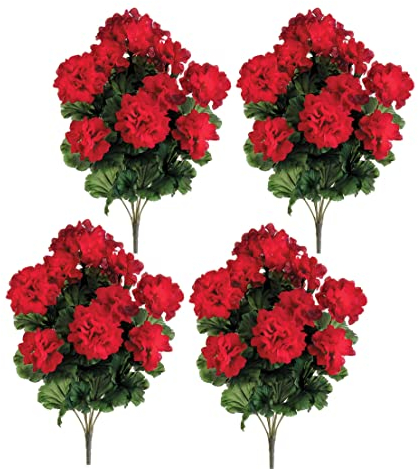 TenWaterloo Blumensträucher, Seide, Geranie, 43,2 cm, Rot, 4 Stück