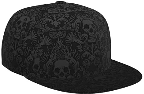Aseelo Ravens Casquette de baseball classique à bord plat pour homme et femme, Papier peint gothique Tête de mort, taille unique