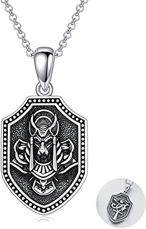 ROMANTICWORK Anubis Kette 925 Sterling Silber Ägypten Anubis Ankh Anhänger Halskette Ägyptische Mythologie Amulett Schmuck Geschenke für Herren Damen