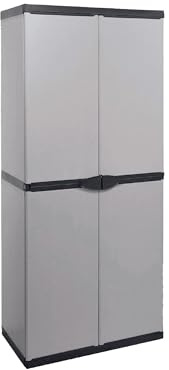 Armadio Spogliatoio a 2 Ante - 68x39,5x168h cm - Per Interni ed Esterni - Facile da Montare - Senza Attrezzi - Resistente agli Agenti Atmosferici - Porte Lucchettabili - Plastica Riciclabile