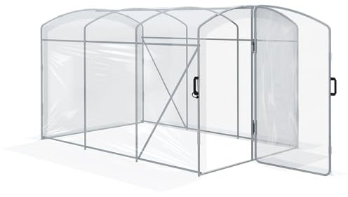 Outsunny Foliengewächshaus, 3 x 2 x 1,95 m Tunnel-Gewächshaus, Winddichtes Tomatenhaus, Treibhaus mit 1 Tür, für Garten, Balkon, PE, Transparent