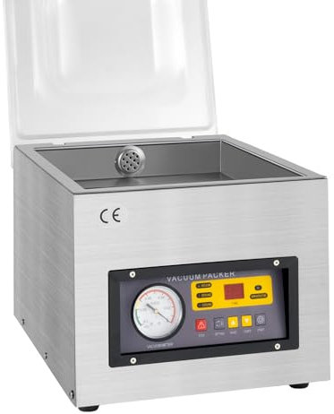 Vakuumtätare 25 cm industriell vakuumtätare med funktioner vakuumering, tätning och kylning 260 mm kammare rostfritt stål