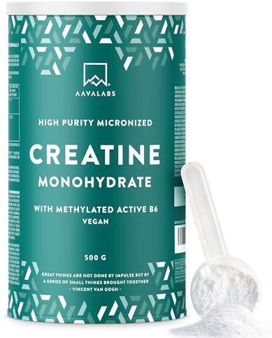 Creatina Monoidrata Polvere Micronizzata 200 Mesh 500g | Integratori Creatina Vegana Palestra Pre Workout, Intra & Post - Creatina Monoidrato Pura Creatine Monohydrate + B6 P5P - Creatina in Polvere