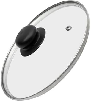 DIOXSTAR Transparent Glass Lid with Knob, Vented Frying Pan Saucepan Glass Lid, Heat Resistant, Stainless-Steel Rim, Easy to Clean, Replacement Lids for Pans and Pot (14 CM)