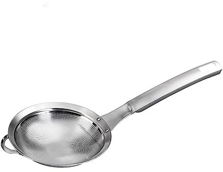UTHCLO 1pezzi Colino Acciaio Inossidabile Con Manico Lungo Scolapasta Per Zuppe e Rete Fina Per Filtrare e Scolare Utensile Da Cucina Resistente e Sicuro Per Cottura e Forno