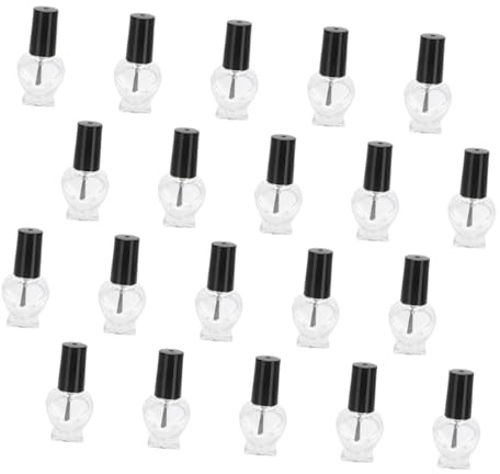 VALICLUD Love-heart Nail Polish Storage Bottles 20pcs 5ml Glass Refillable Containers for Nail Varnish Supplies Cosmetic Beauty Tools for Manicure