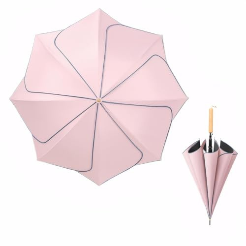 Chesoon Blommig pinne paraply vindtätt golfparaply för kvinnor med UPF 50+ solskydd och vattenavvisande, stor baldakin för strand/daglig användning, Rosa