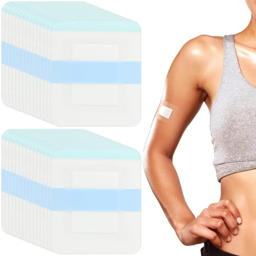 50 Stück Pflaster Wasserfest 6x7cm Wasserdicht Transparent Bandage Duschpflaster Starker Halt Wasserdichtes Pflaster Bandage für Sport Schwimmen und Baden