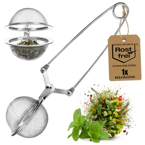 Passoire à thé en acier inoxydable Robin Goods® - Infuseur à thé avec pinces - Filtre pour thé en vrac, herbes et épices - Filtre à thé - Maille fine et entretien facile - Passoire à épices