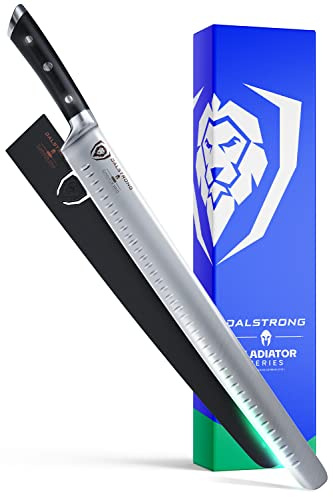 Dalstrong Extra-Long Slicing Knife - 14 inch - Gladiator Series Elite - Premium High Carbon German Steel - Black G10 Handle - Carving Knife Gift- Slicer, BBQ, Brisket - Sheath Included - NSF Certified